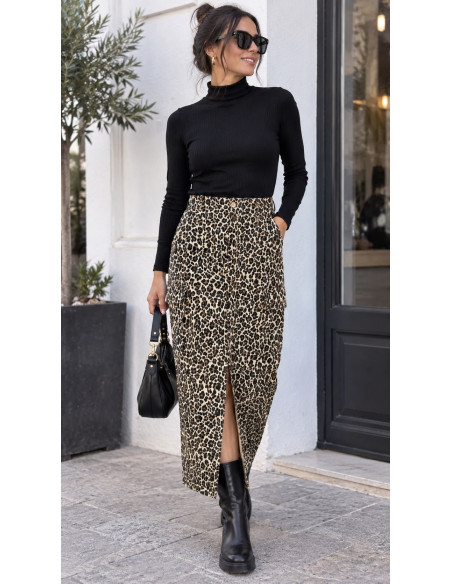 Falda Vaquera Safari Animal Print Cargo