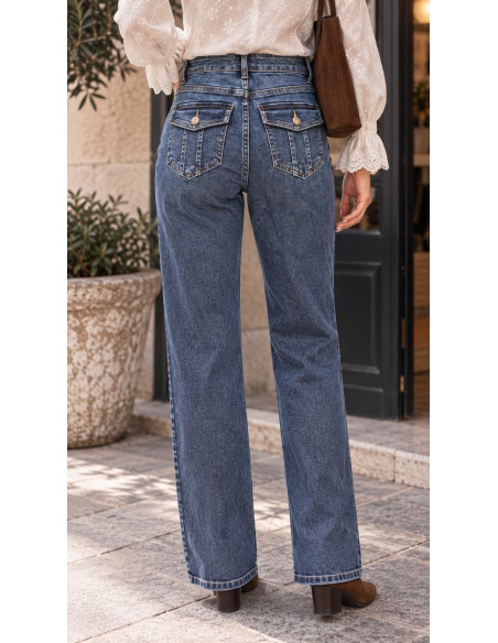 👖 Pantalón Vaquero Recto con Strass ✨