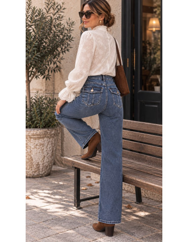 👖 Pantalón Vaquero Recto con Strass ✨
