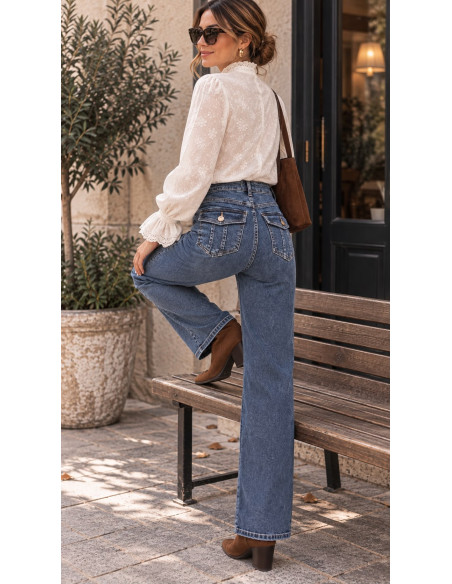 👖 Pantalón Vaquero Recto con Strass ✨