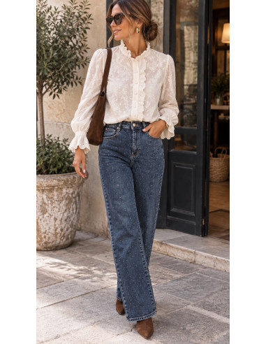 👖 Pantalón Vaquero Recto con Strass ✨