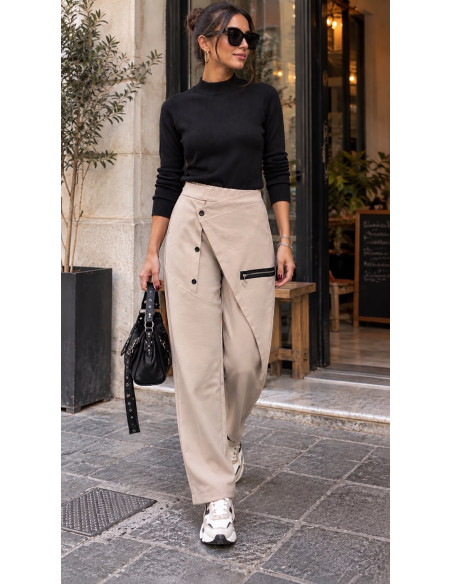 👖 Pantalón Crudo Punto Milano – Corte Estilizador con Bolsillo Lateral