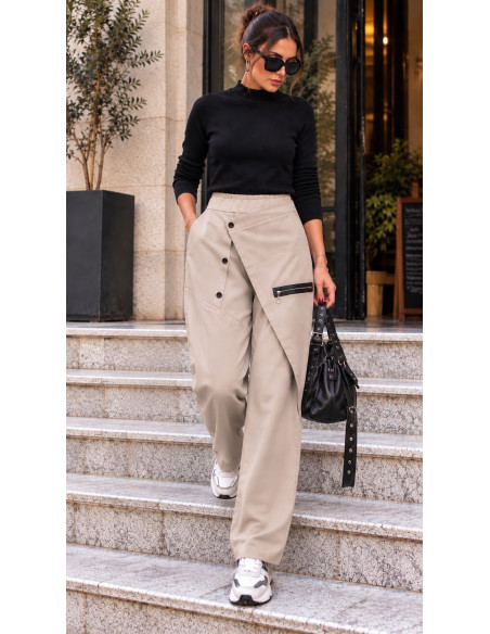 👖 Pantalón Crudo Punto Milano – Corte Estilizador con Bolsillo Lateral