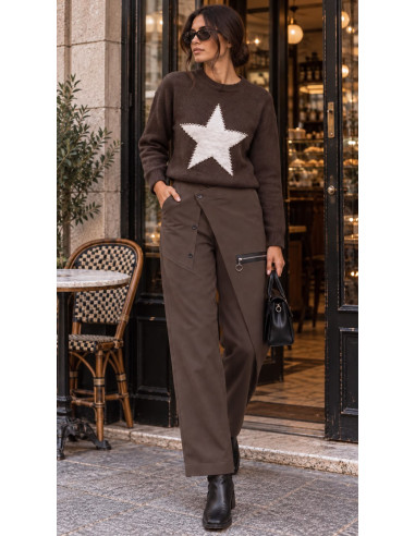 Pantalón chocolate Punto Milano – Corte...