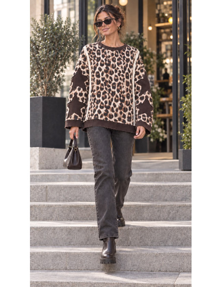 🐆 Sudadera Animal Print con Estrellas Chocolate ⭐