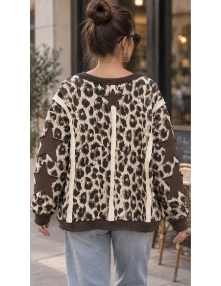🐆 Sudadera Animal Print con Estrellas Chocolate ⭐