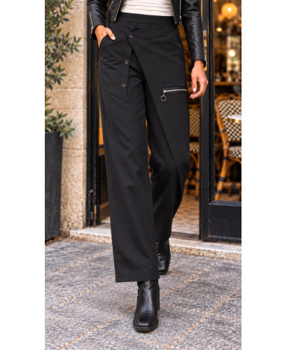 Pantalón negro Punto Milano – Corte Estilizador con...