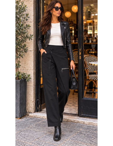 Pantalón negro Punto Milano – Corte Estilizador...