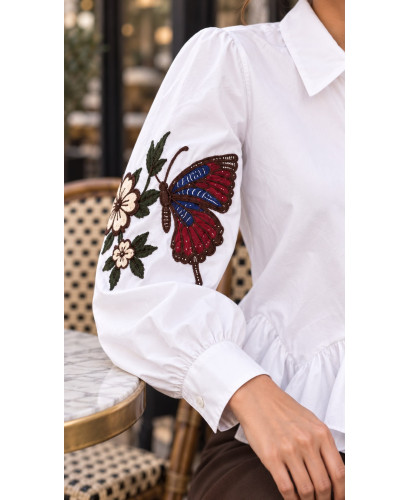 🤍 Camisa Blanca con Bordados y Volantes 2