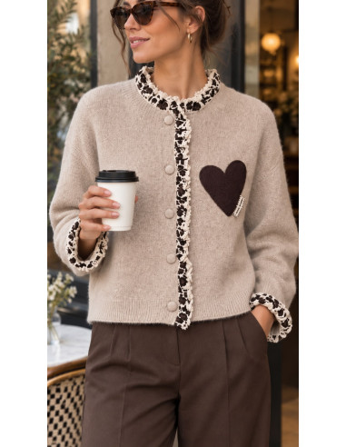 🤎 Chaqueta de Punto con Volantes Animal Print y...