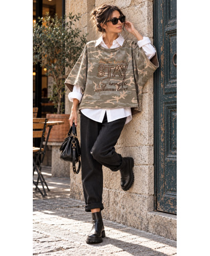 🪖 Sudadera Camuflaje Oversize con Detalle Animal