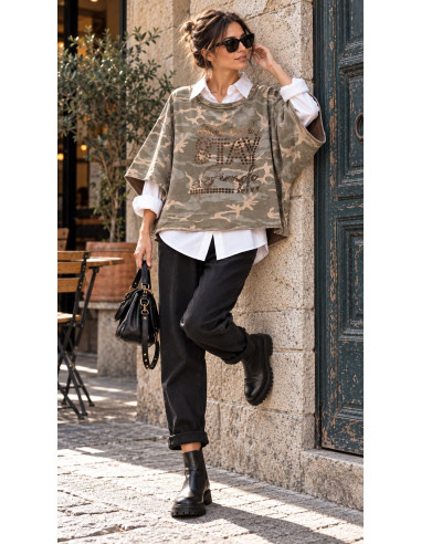 🪖 Sudadera Camuflaje Oversize con Detalle Animal