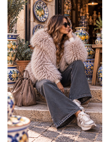 🧥✨ Abrigo de Pelo crudo con Capucha