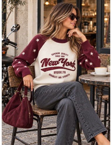 Suéter New York Stars Granate& Blanco ⭐