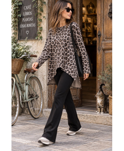 🐆 Conjunto Animal Print de Blusón  Pantalón Negro