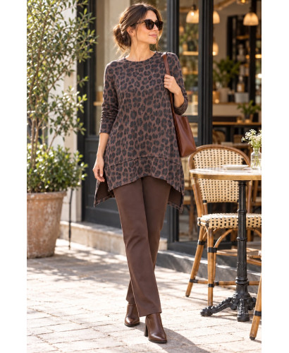 🐆 Conjunto Animal Print de Blusón  Pantalón Chocolate