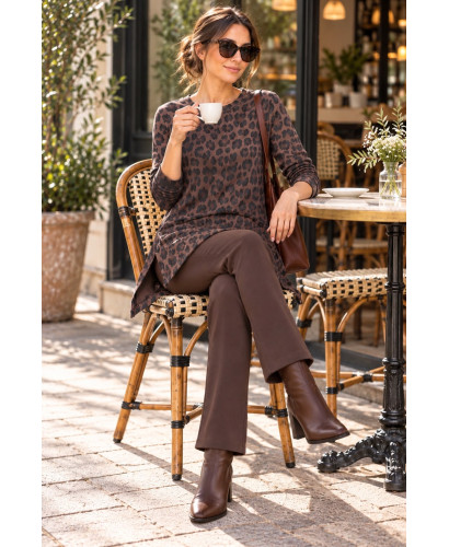 🐆 Conjunto Animal Print de Blusón  Pantalón Chocolate 2