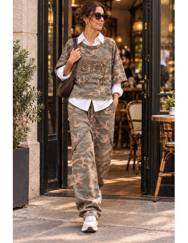 Pantalón Baggy Camuflaje de Algodón con Cintura...