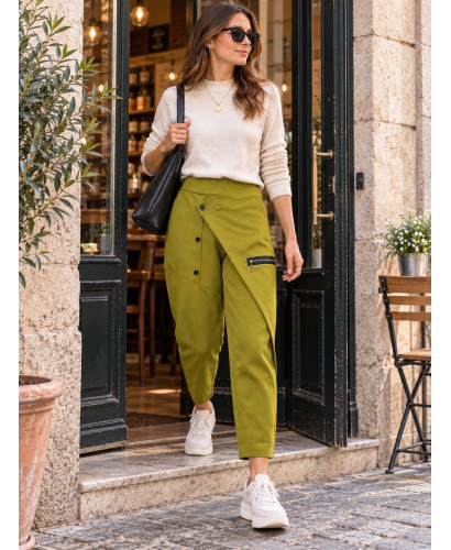 Pantalón verde Punto Milano – Corte Estilizador con... 2
