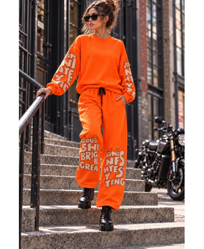 Conjunto Naranja Flúor Oversize Sudadera + Pantalón Pata...