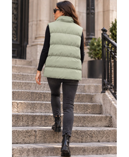 Chaleco Acolchado Verde Menta con Cremallera y Bolsillos 2