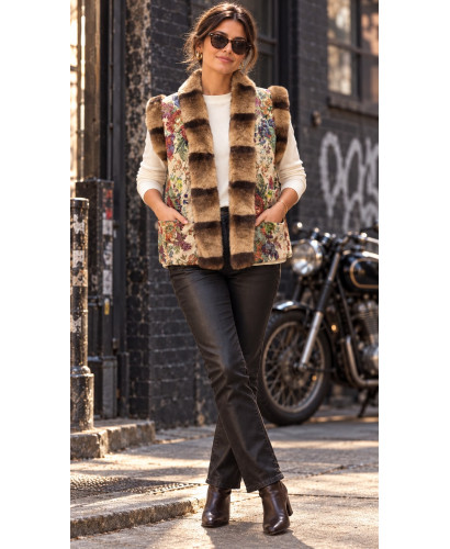 Chaleco Acolchado Floral con Pelo Sintético Extra Suave 2