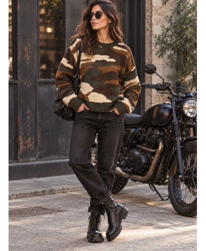 Suéter Camuflaje en Tonos Tierra y Verde de Tacto Suave 2