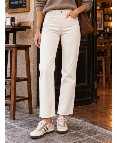 🤍 Pantalón Vaquero Crudo Push Up Cropped