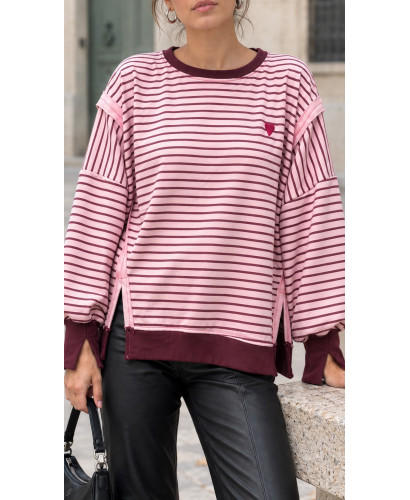Sudadera Oversize Rosa y Granate de Manga Globo con... 2