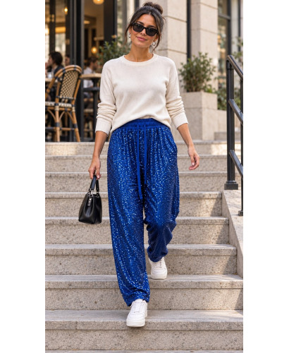 Pantalón Baggy azul de Paillettes ✨ Estilo y Brillo