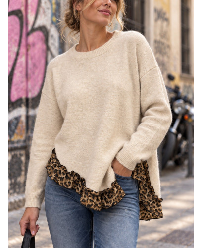 Jersey Crudo Chic con Volante Animal Print 2