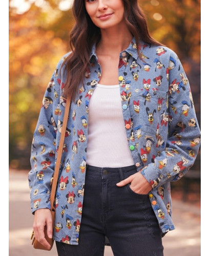 Sobrecamisa Vaquera Mickey y Minnie con Estampado Disney...
