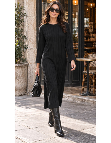 Vestido Largo crudo de Punto con Textura Única
