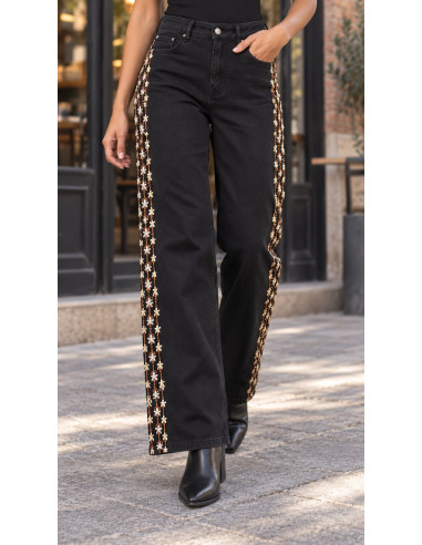 Pantalón Vaquero Negro de Talle Alto con...