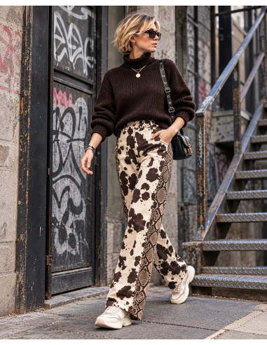 Pantalón Balloon Denim Combinado Animal Print