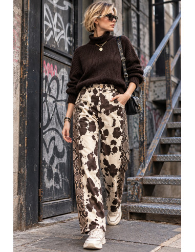 Pantalón Balloon Denim Combinado Animal Print