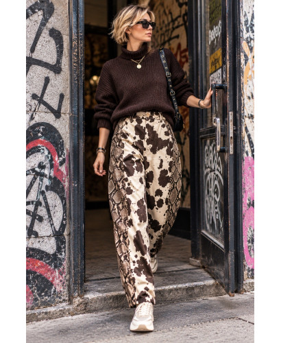 Pantalón Balloon Denim Combinado Animal Print