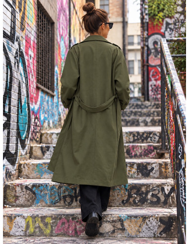 Gabardina verde de Antelina con Parches de...