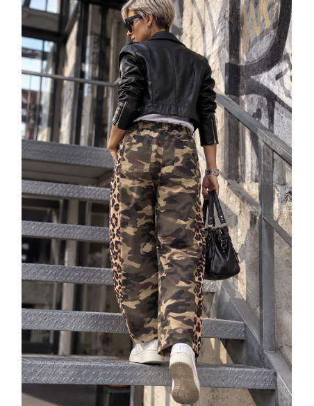 Pantalón Balloon Denim Combinado print y camuflaje