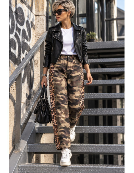 Pantalón Balloon Denim Combinado print y camuflaje