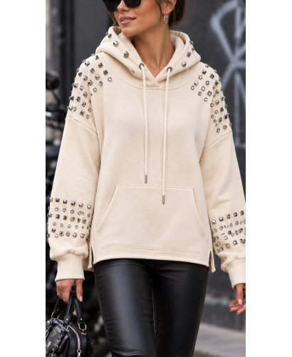 Sudadera cruda con tachas y forro polar 2