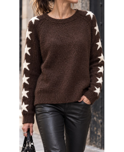 Jersey Chocolate con Estrellas Crudas en las Mangas ⭐🤎 2