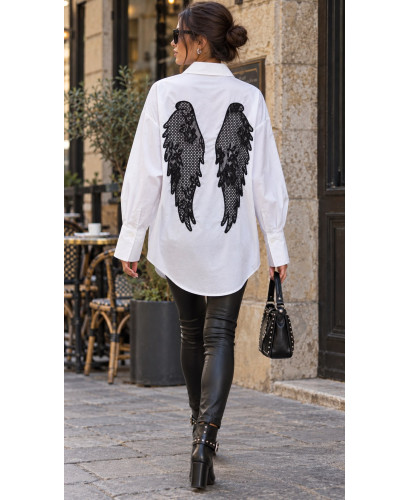 Camisa Blanca con Alas de Encaje