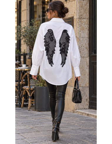 Camisa Blanca con Alas de Encaje