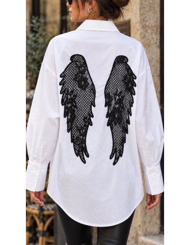 Camisa Blanca con Alas de Encaje