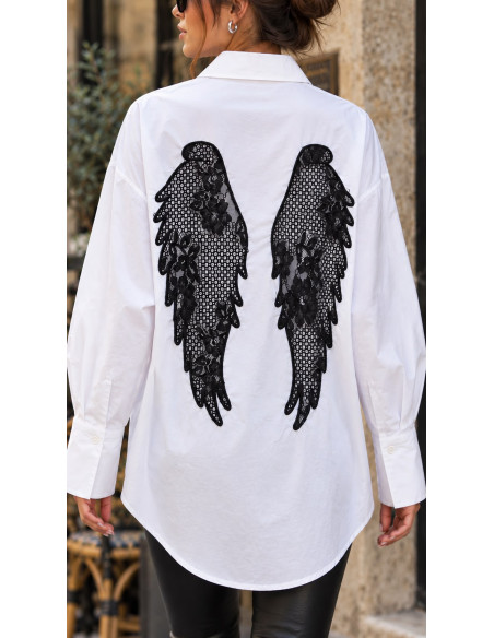 Camisa Blanca con Alas de Encaje