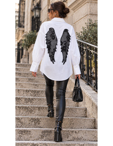 Camisa Blanca con Alas de Encaje